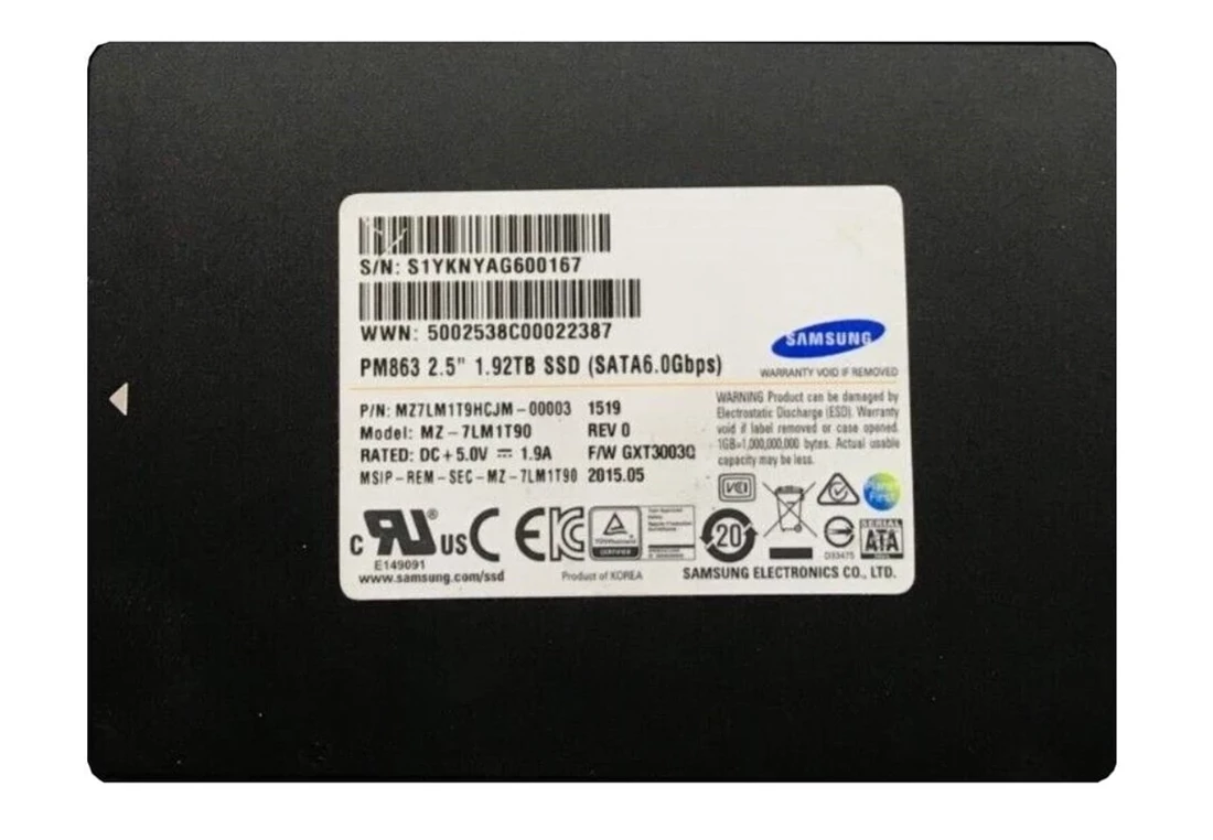 Samsung MZ7LM1T9HCJM PM863 1.92TB SATA 6Gbps 2.5inch SSD