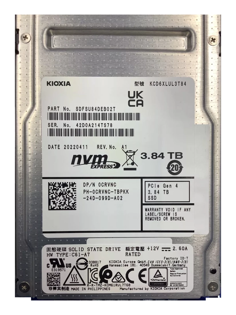 高価値 CD6-R KCD6XLUL3T84 Toshiba 3.84TB SSD (NVMe) 4.0 PCIe 2.5inch シューズ