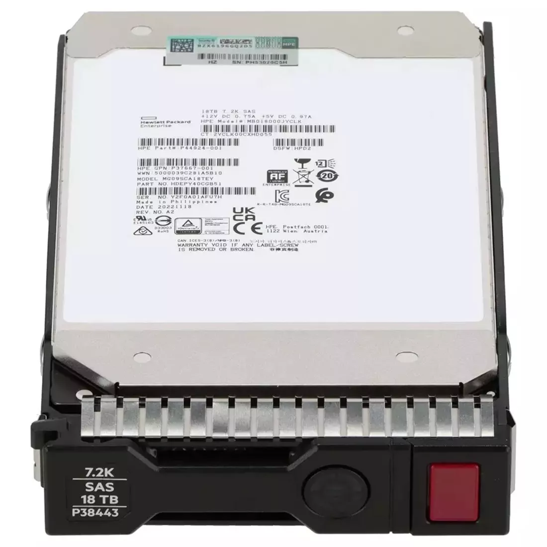 HPE P38443-001 18TB 7.2k SAS 12g Sc 512e Lff Ise Helium Hdd