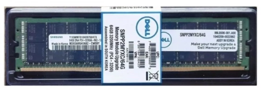 Dell 370-AFVZ 64GB PC4-25600 DDR4-3200MT/s 2Rx4 ECC Memory Samsung Dell 370-AFVZ 64GB PC4-25600 DDR4-3200MT/s 2Rx4 ECC Memory Samsung