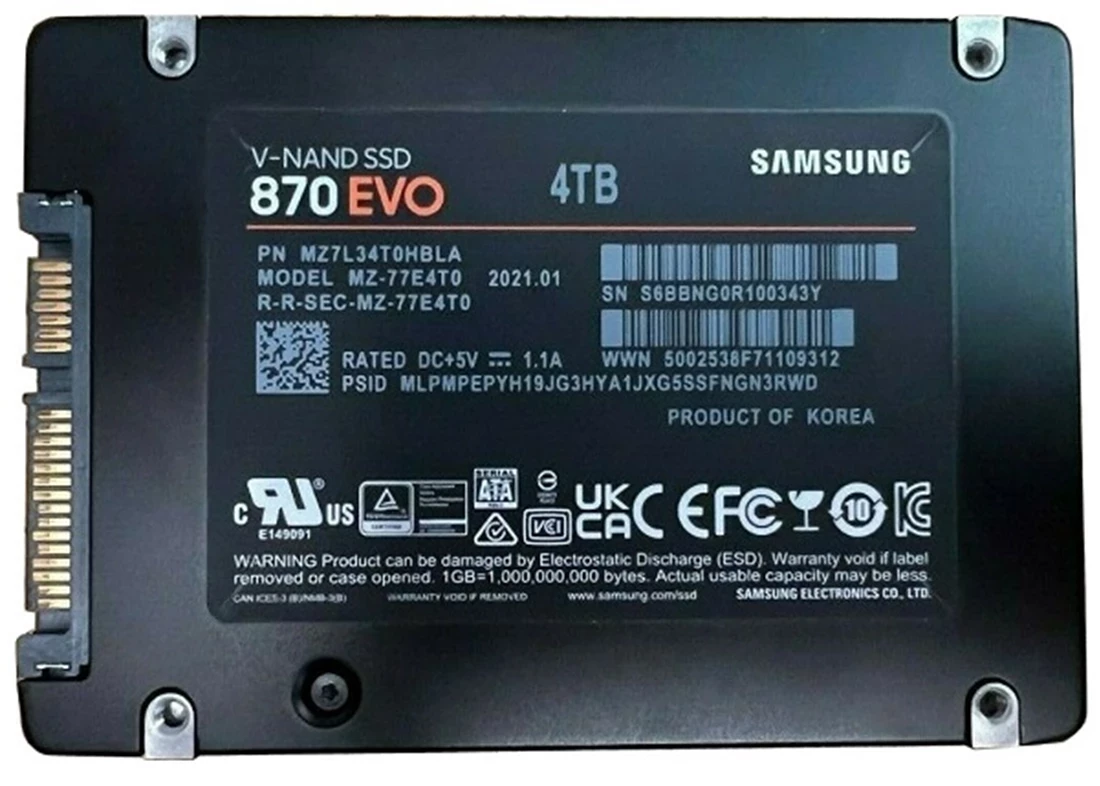 Samsung 870 EVO MZ7L34T0HBLA SSD 4 TB SATA 6Gb/s Brand New