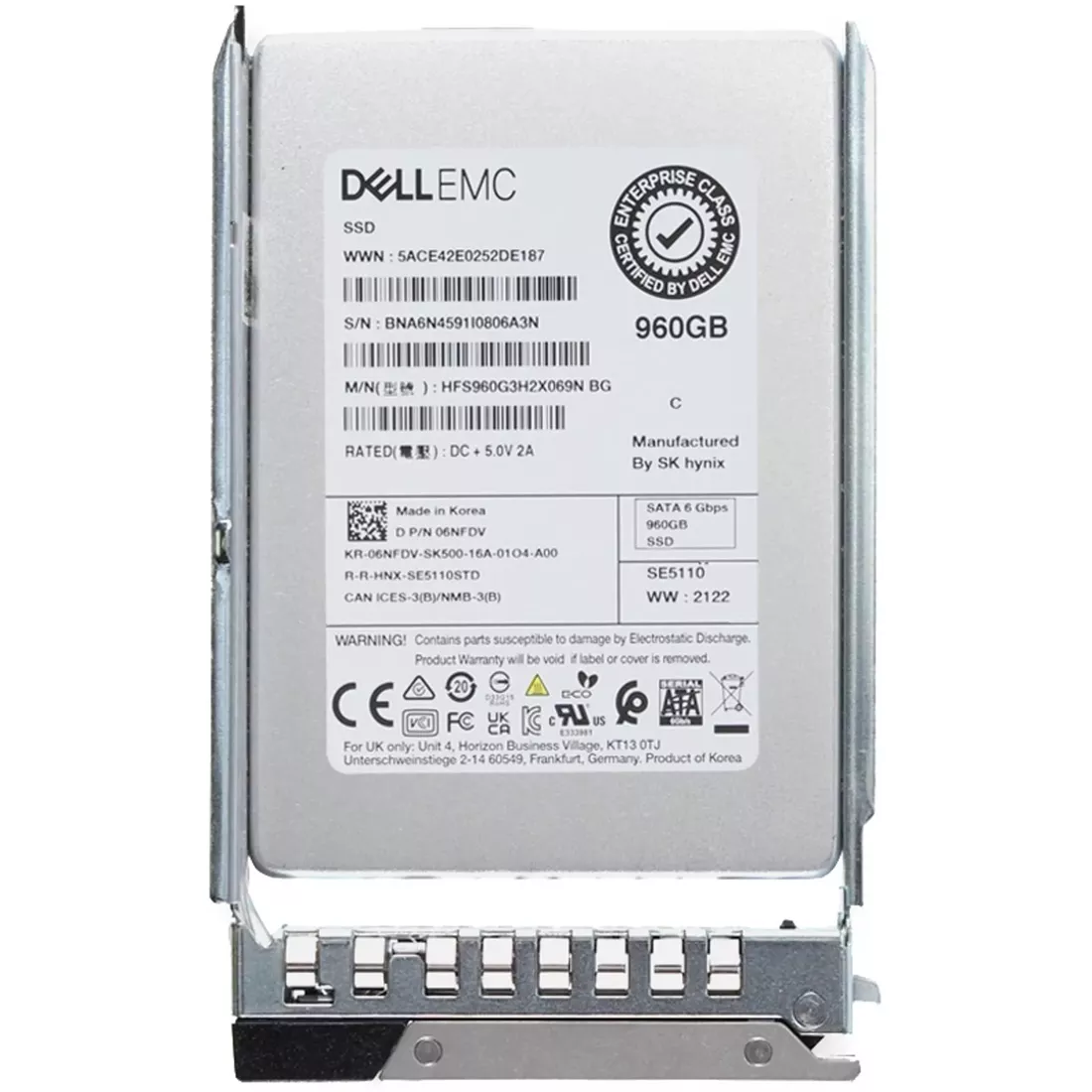 Dell 6NFDV 960GB SATA-6Gbps Read Intensive 1DWPD 2.5in Hot-Plug SSD