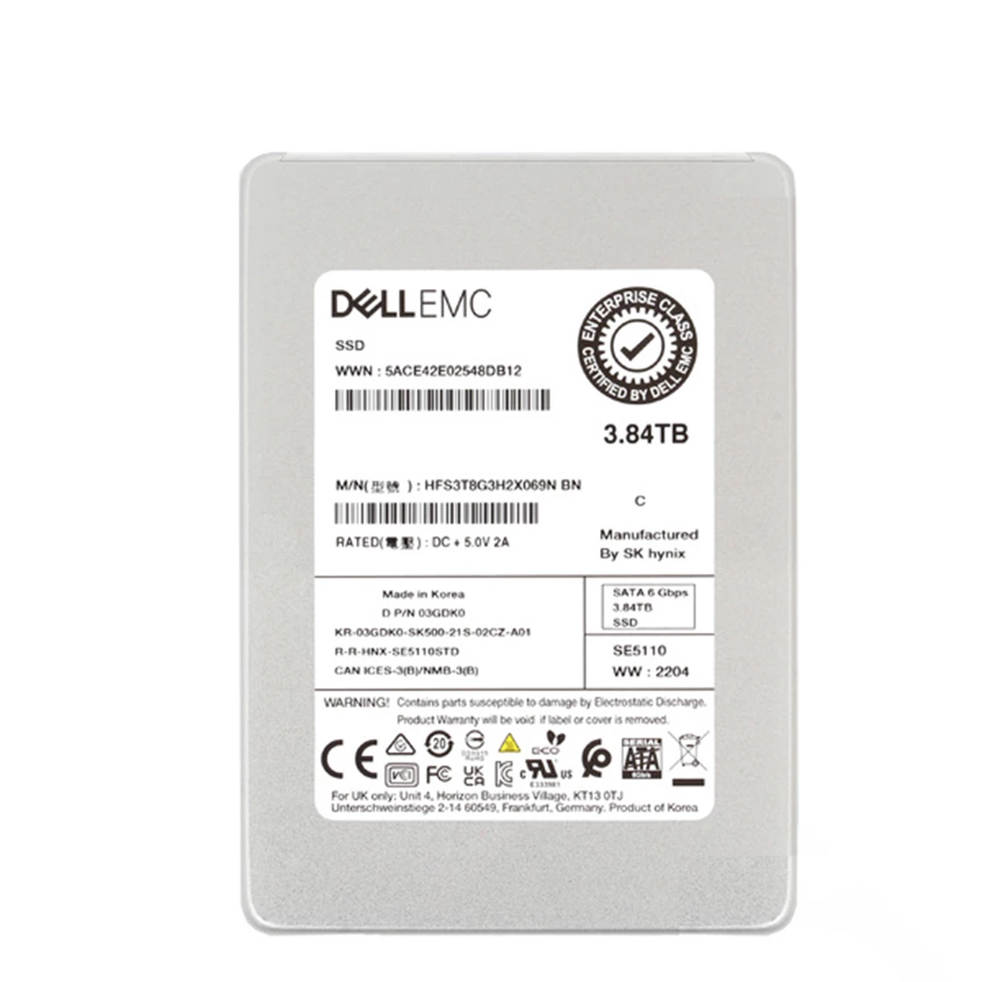 SK Hynix HFS3T8G3H2X069N SE5110 Series Dell OEM 3.84TB SATA 6Gbps RI TLC 2.5 SSD
