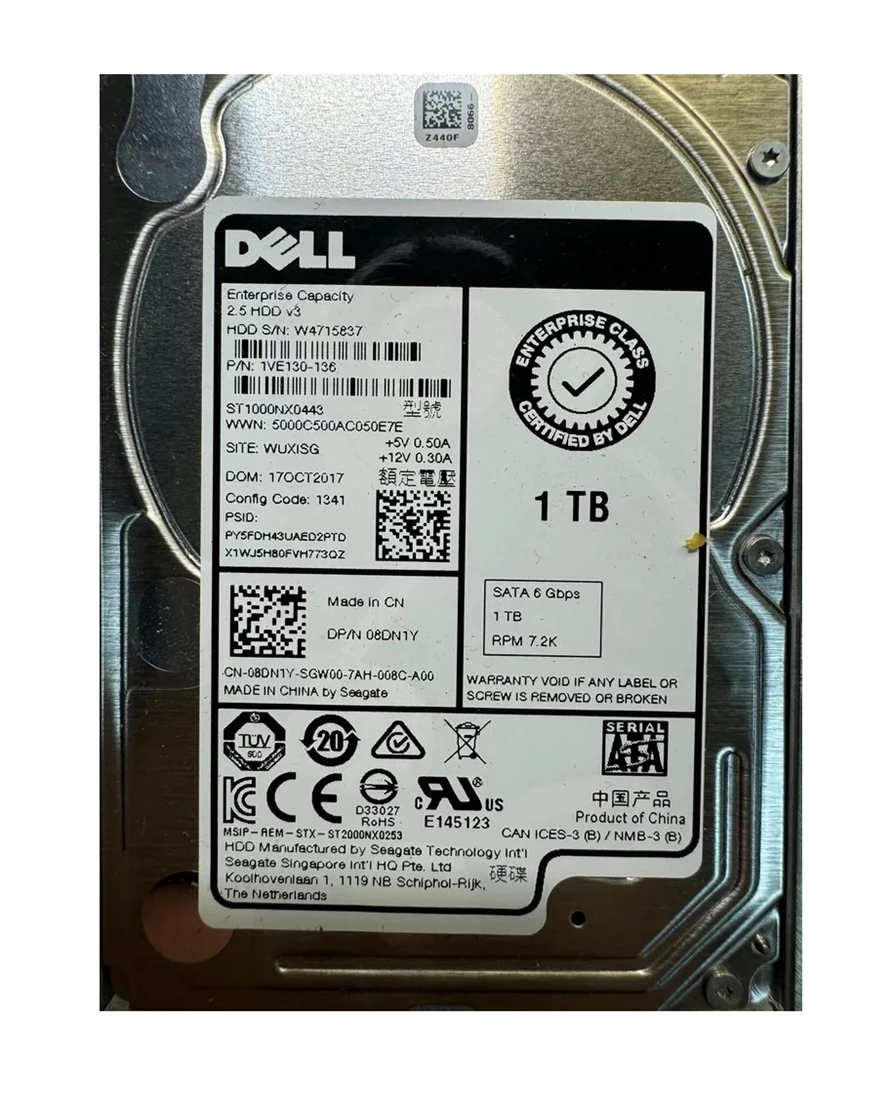 Seagate ST1000NX0443 Exos 7E2000 1TB 7.2k SATA-6Gbps 512n 2.5inch HDD Brand New Dell OEM