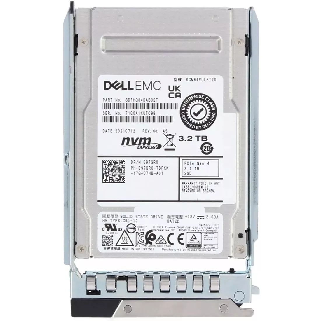 Dell 97GR0 3.2TB PCIe Gen4 NVMe U.2 Mixed-Use TLC SSD