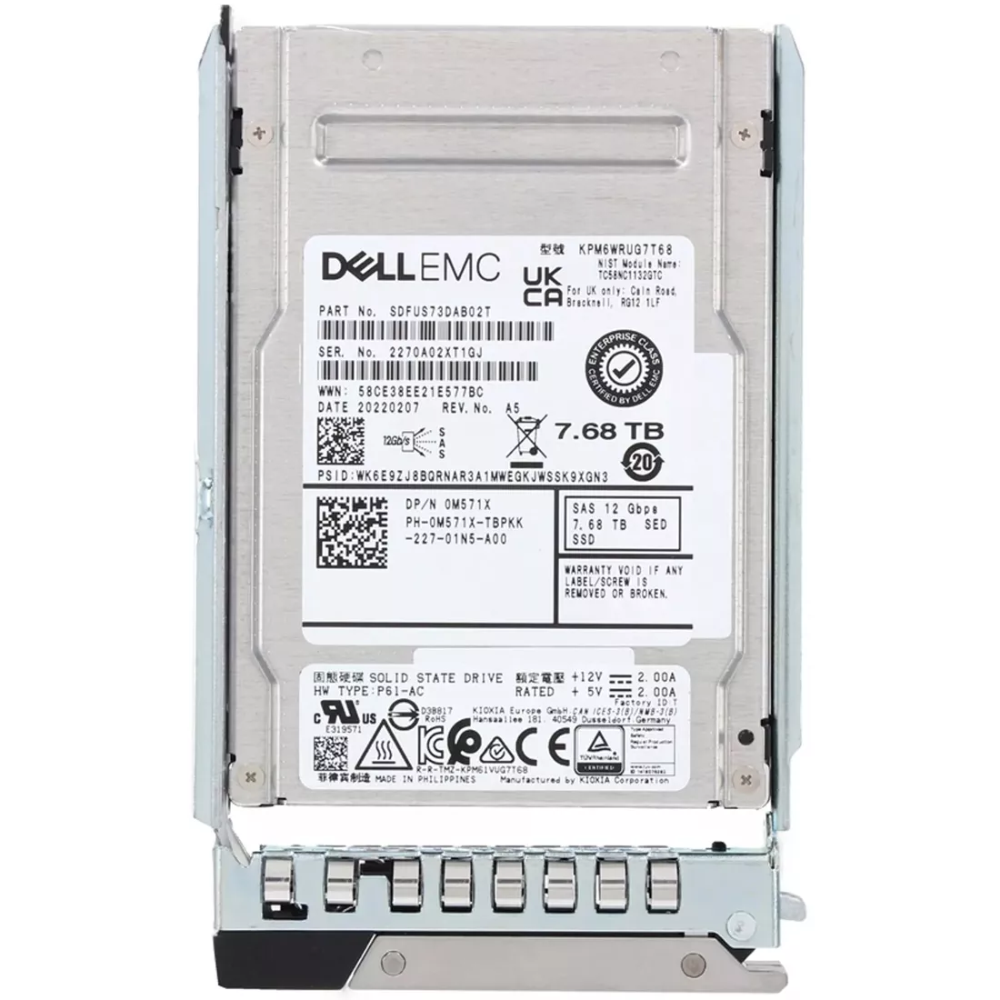 Dell M571X 7.68Tb SED SAS-12Gbps Read Intensive 1DWPD 2.5Inch SSD Dell M571X 7.68Tb SED SAS-12Gbps Read Intensive 1DWPD 2.5Inch SSD