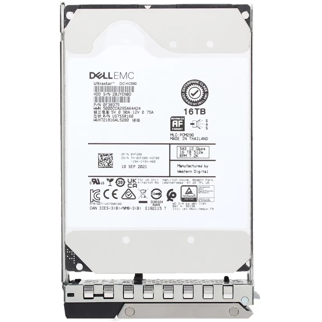 Dell VF206 16TB 7.2K RPM SAS 12Gbps 512e 3.5inch Hot-Plug Hard Drive with Kit