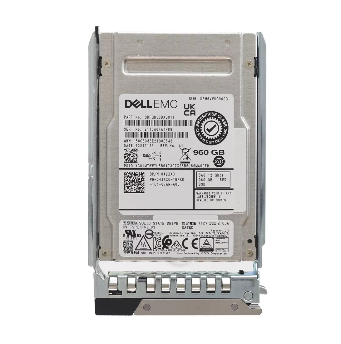 Dell 42XXC 960gb SED SAS-12Gbps Mixed Use 3DWPD 2.5inch Hot-Plug SSD Dell 42XXC 960gb SED SAS-12Gbps Mixed Use 3DWPD 2.5inch Hot-Plug SSD