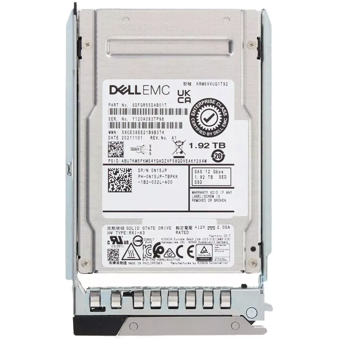 Dell N15JP 1.92TB SED Mixed Use 3DWPD SAS-12Gbps 2.5Inch Hot