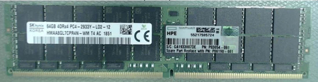 HPE P06190-001 64GB DDR4 4RX4 PC4-23400 2933Mhz Lrdimm Memory