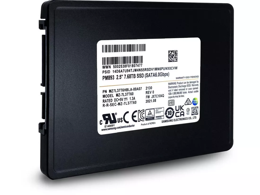 Samsung PM893 MZ7L37T6HBLA SSD 7.68 TB SATA 6Gb/s Brand New