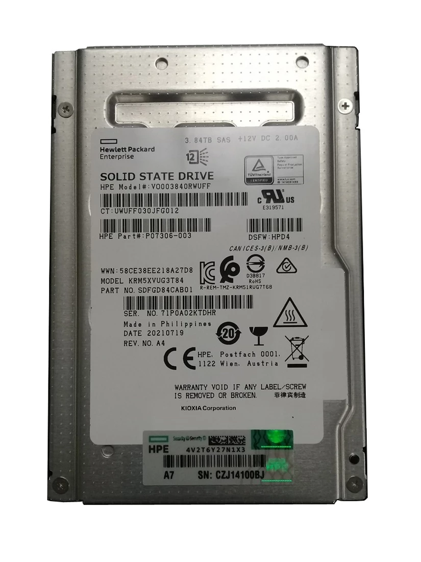 Kioxia RM5 KRM5XVUG3T84 Mixed Use SSD 3.84 TB SAS 12Gb/s HPE OEM