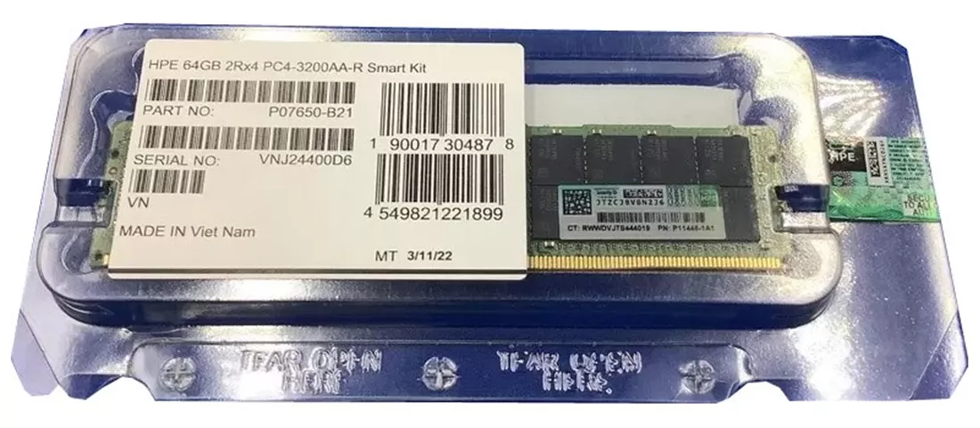 HPE P07650-B21 64GB PC4-25600 DDR4 3200MT/s 2Rx4 ECC Memory New