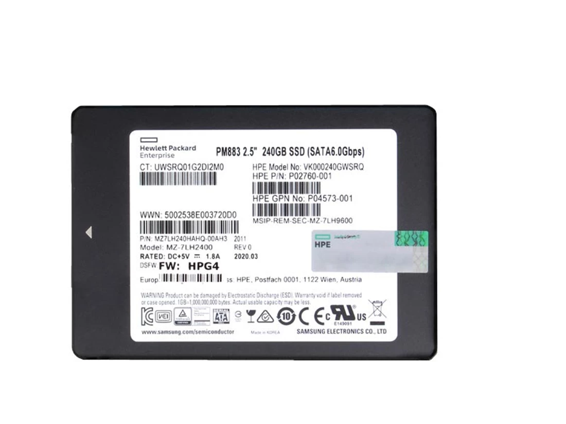 Samsung PM883 MZ7LH240HAHQ-000H3 SSD 240 GB SATA 6Gb/s HPE OEM Samsung PM883 MZ7LH240HAHQ-000H3 SSD 240 GB SATA 6Gb/s HPE OEM