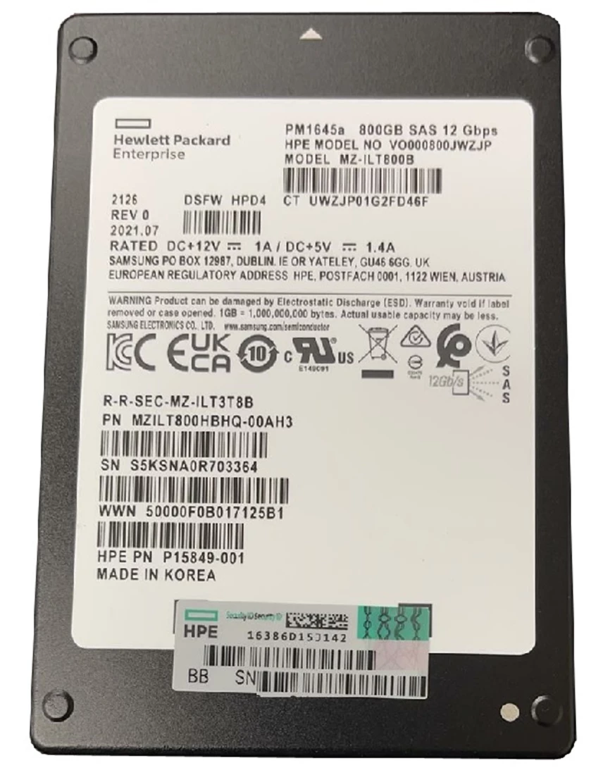 【初売り】 Samsung 12Gb/s SAS GB 800 SSD Use Mixed MZ-ILT800B PM1645a 帽子