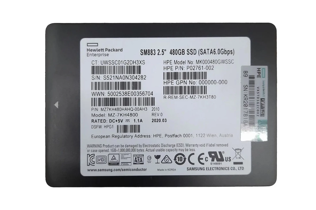 osushi SSD変更 Samsung SM883 MZ7KH480HAHQ-00AH3 Mixed Use SSD 480