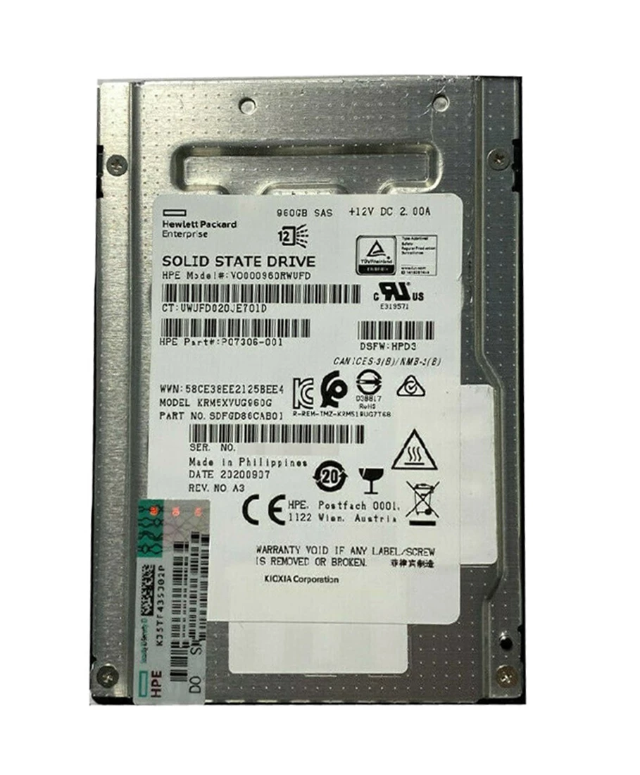 Kioxia RM5 KRM5XVUG960G SSD 960GB SAS 12Gb/s HPE OEM Refurbished
