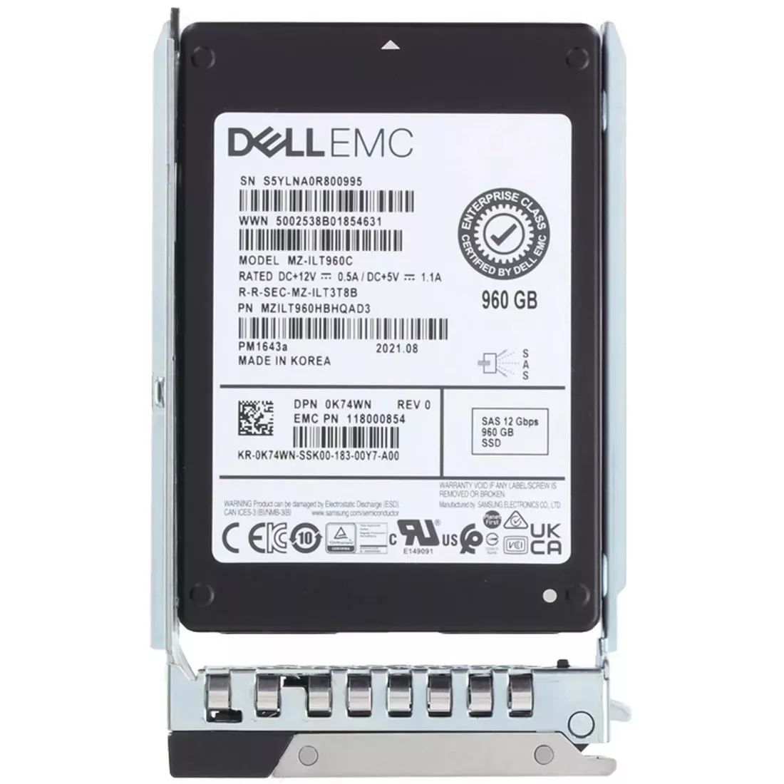 Dell K74WN 960Gb SAS-12Gbps Read Intensive 1DWPD 2.5in Hot Plug SSD 