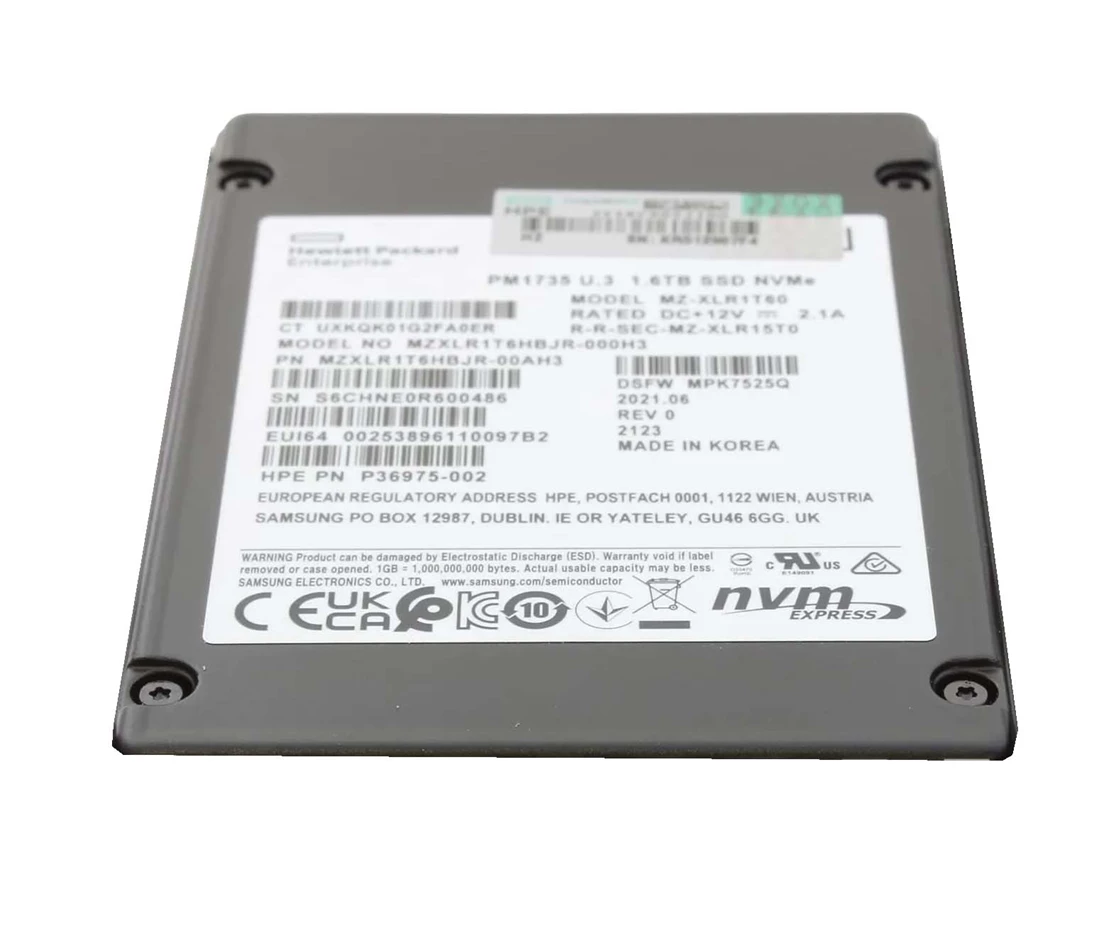 Samsung PM1735 MZXLR1T6HBJR-00AH3 SSD 1.6 TB Pci Express 4.0 X8 (NVMe) HPE OEM Refurbished