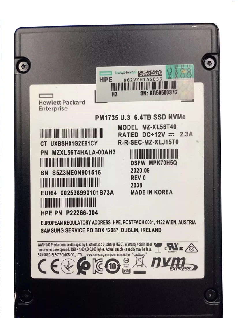 Samsung PM1735 MZXL56T4HALA-00AH3 SSD 6.4 TB PCI Express 4.0 x8 (NVMe) HPE OEM Refurbished