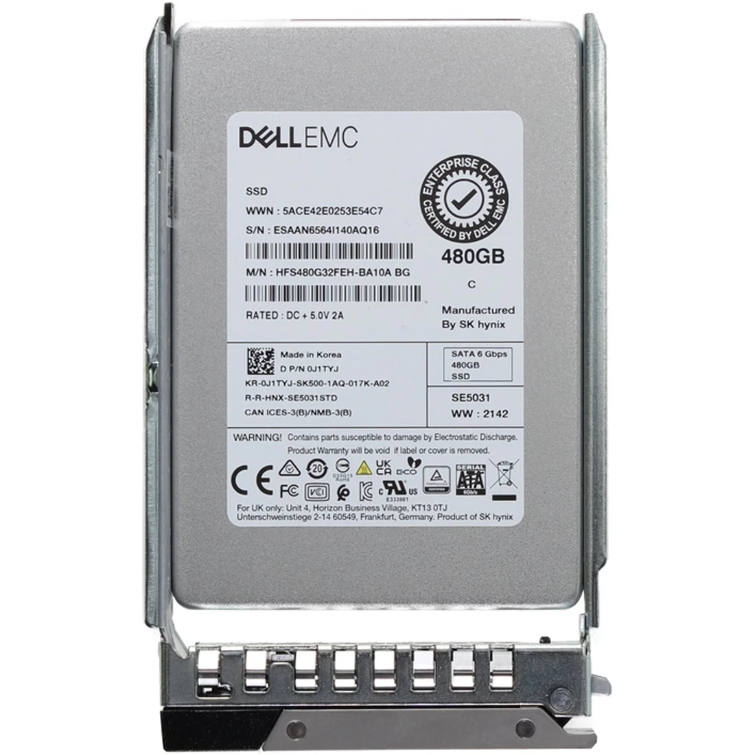 Dell J1TYJ 480GB SATA-6Gbps Mixed Use 3 DWPD 2.5 Inch Hot Plug SSD New