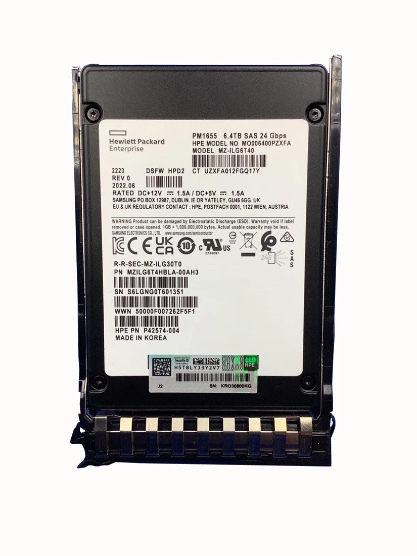 HPE MO006400PZXFA SSD Mixed Use 6.4 TB SAS 24Gb/s New F/s HPE MO006400PZXFA SSD Mixed Use 6.4 TB SAS 24Gb/s New F/s