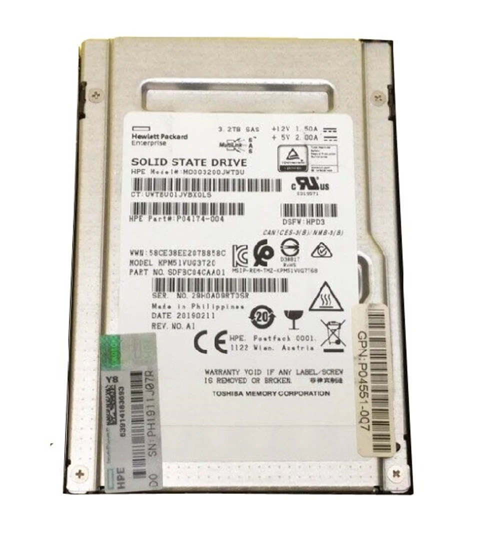 Kioxia PM5-V SDFBC04CAA01 Mixed Use SSD 3.2 TB SAS 12Gb/s HPE OEM Refurbished