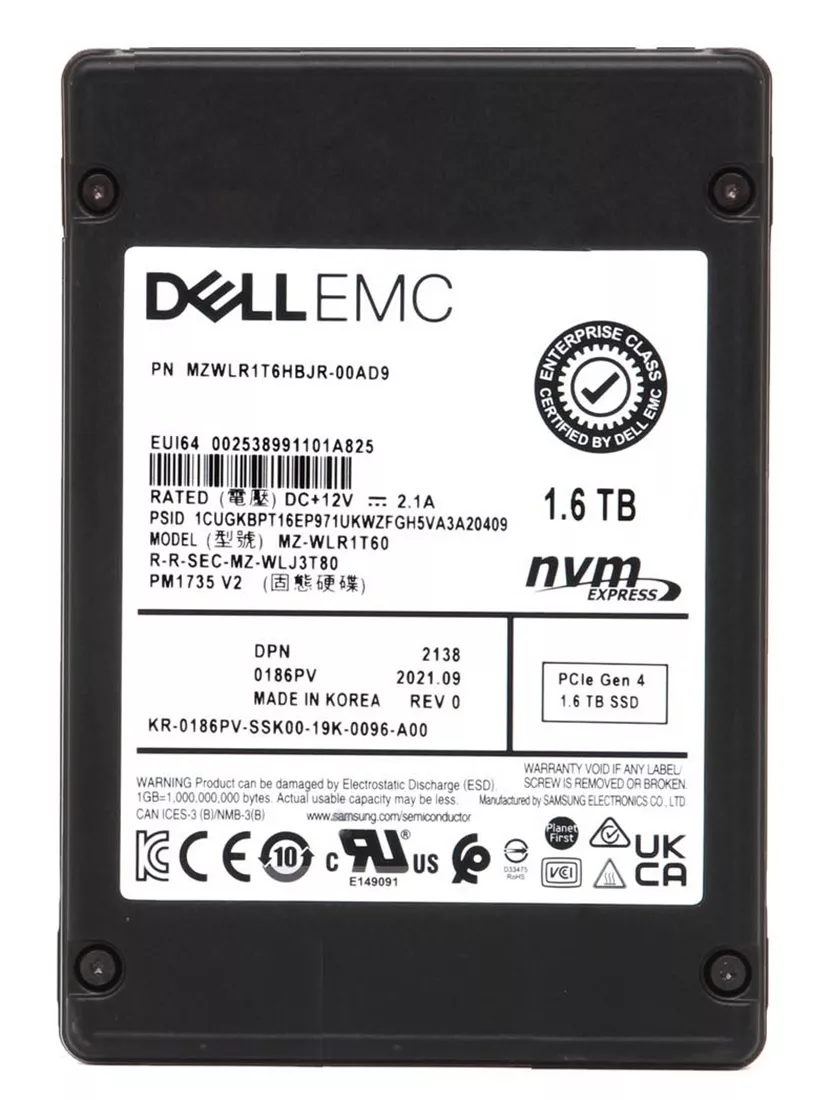 Samsung PM1735 MZWLR1T6HBJR-00AD9 SSD 1.6 TB PCIe 4.0 x8 (NVMe) DELL OEM Refurbished