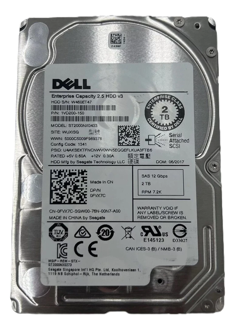 Seagate 1VD200-150 2TB SAS-12Gb/s HDD Refurbished
