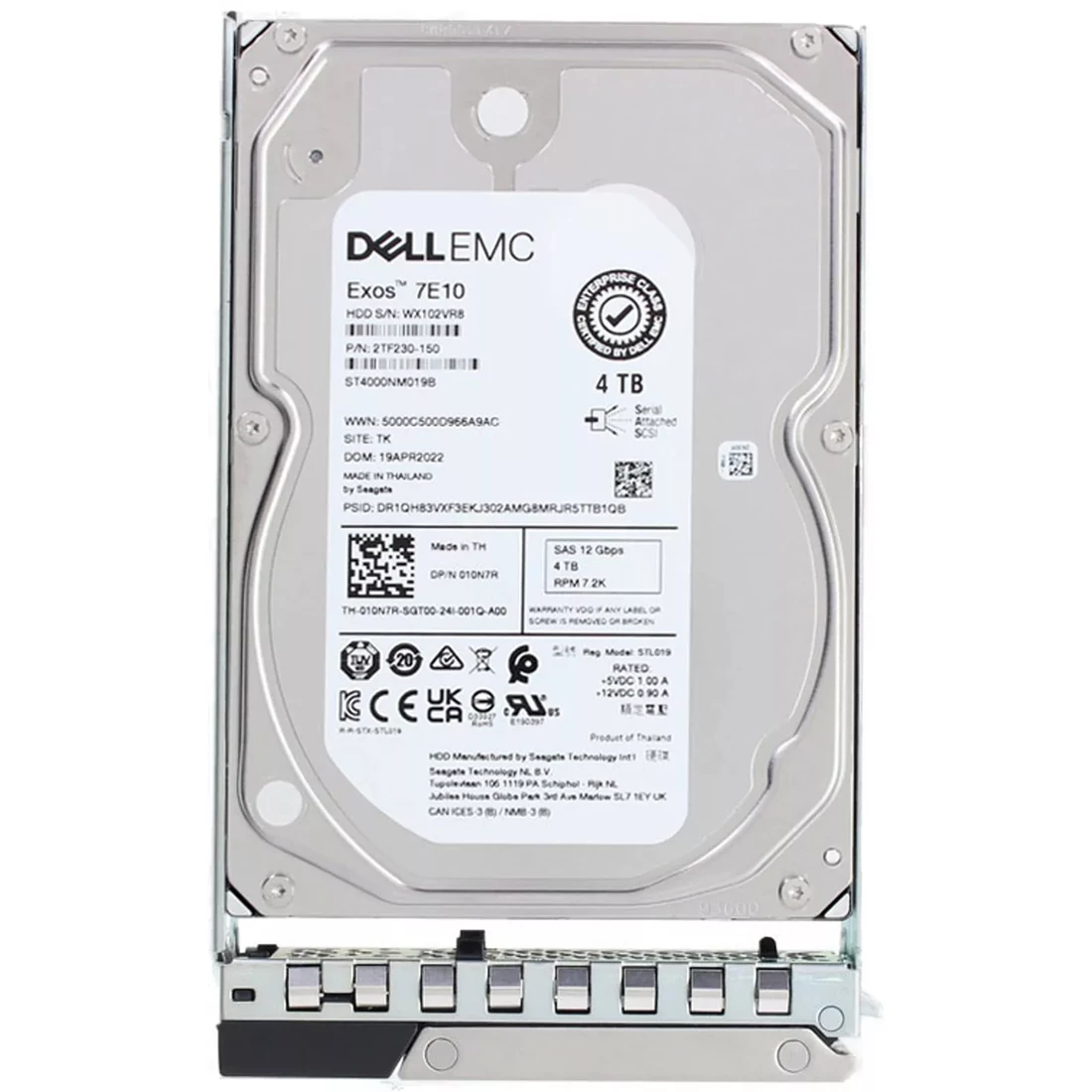 Dell 10N7R 4TB 7.2K NL SAS 12Gbps 512n 3.5" Hot-Plug Hard Drive with Tray