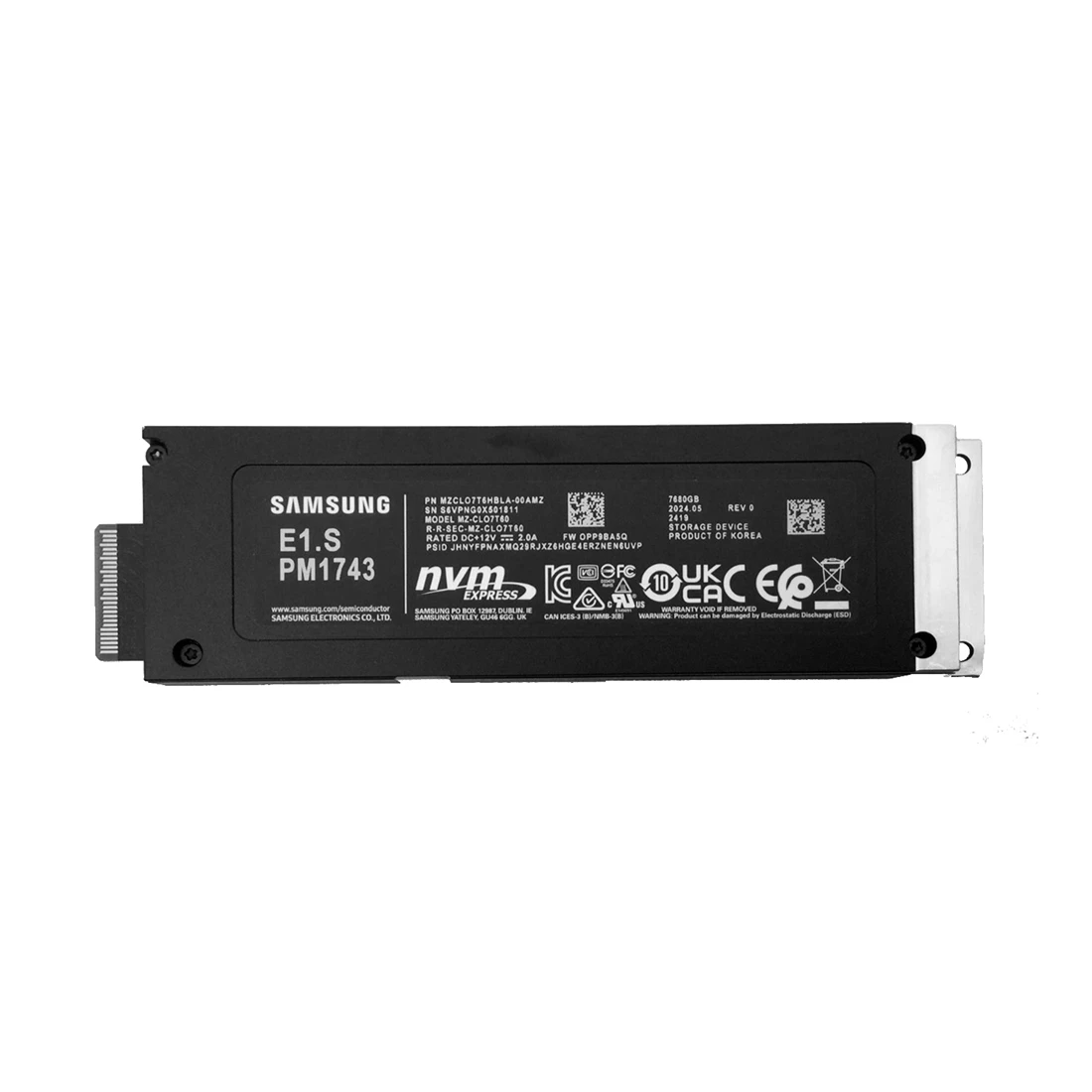 Samsung MZ-CLO7T60 PM1743 7.68TB NVMe PCIe 5.0 E1.S SSD