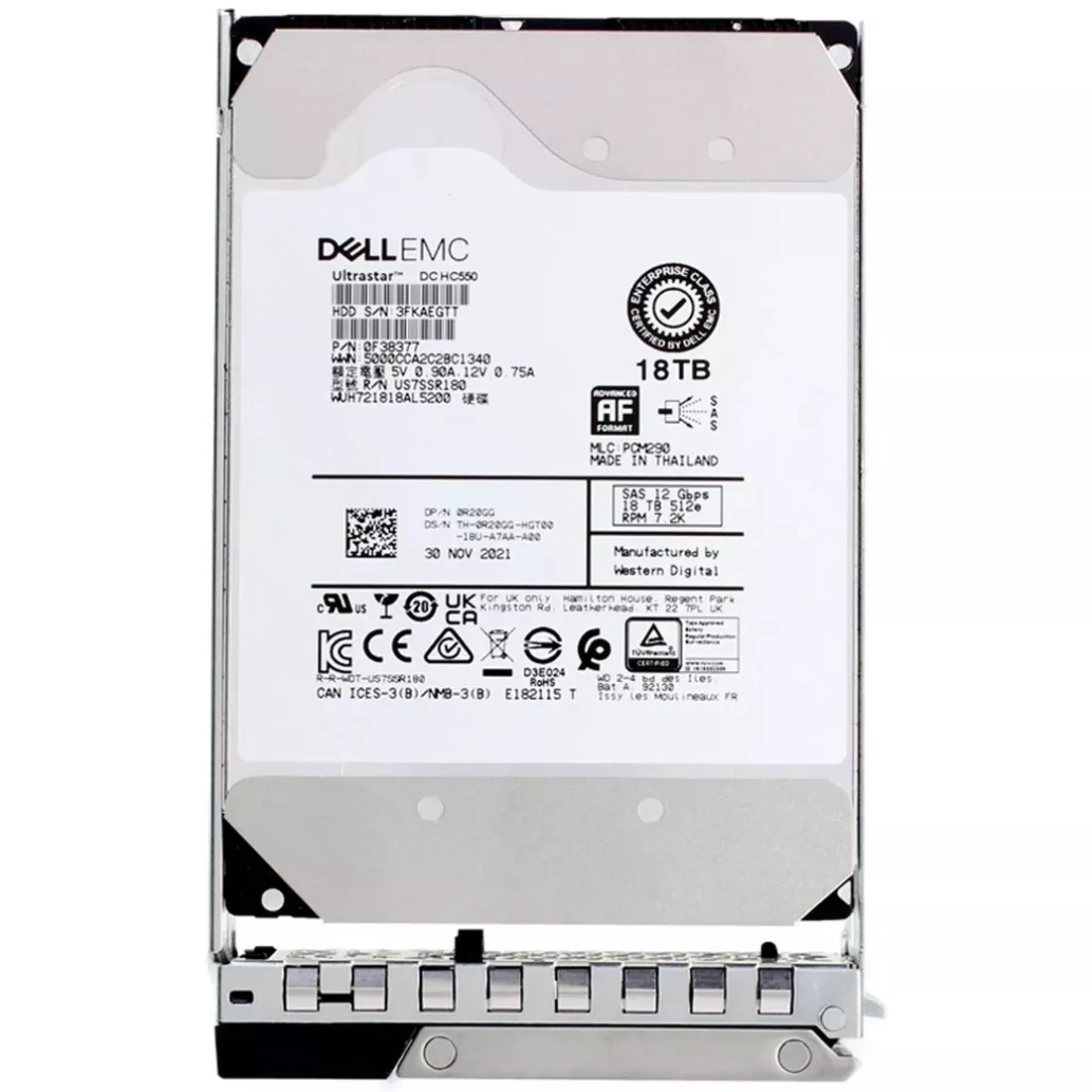 Dell EMC R20GG 18TB 7.2K RPM SAS 12Gbps 512e 3.5in Hot Plug Hard Drive 