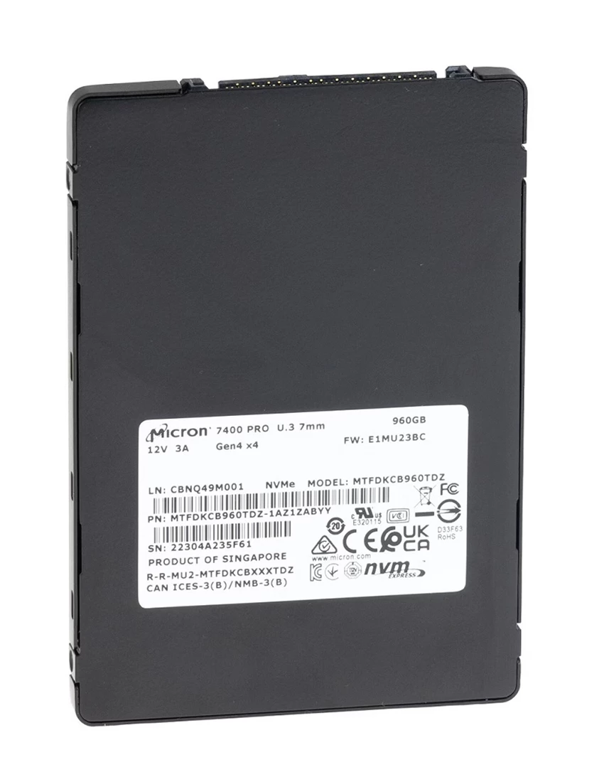 Micron 7400 Pro MTFDKCC960TDZ-1AZ1ZABYY SSD 960 GB Pci Express 4.0 x4 (NVMe) Refurbished