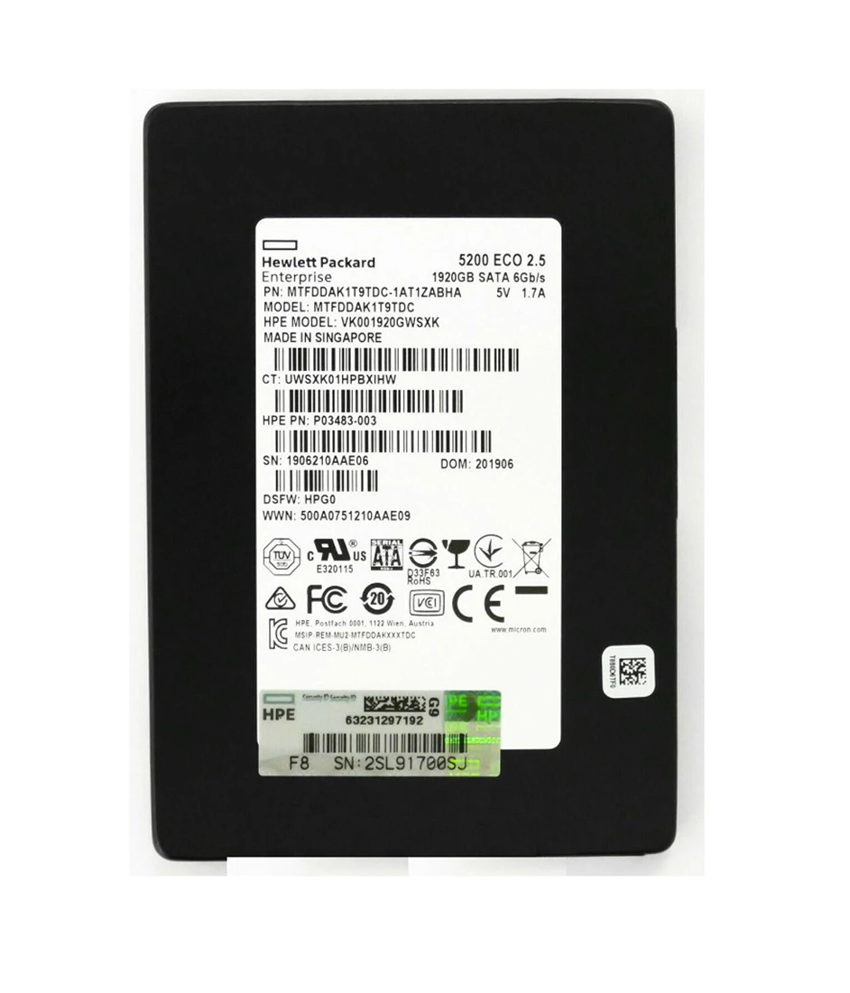 Micron 5200 ECO MTFDDAK1T9TDC-1AT1ZABHA SSD 1.92 TB SATA 6Gb/s HPE Micron 5200 ECO MTFDDAK1T9TDC-1AT1ZABHA SSD 1.92 TB SATA 6Gb/s HPE