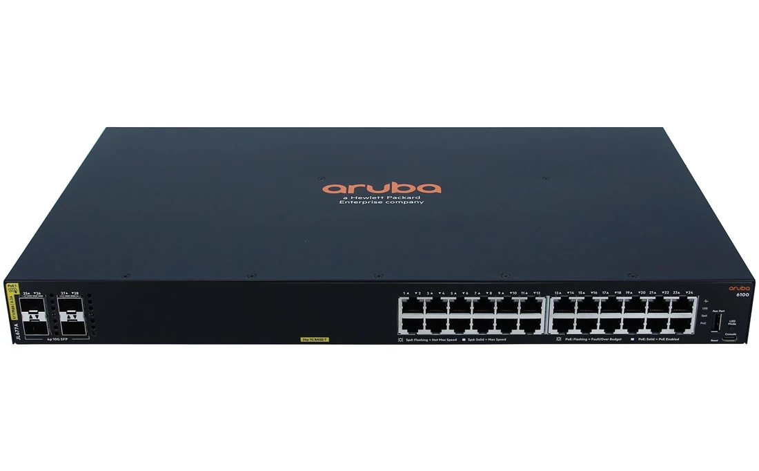 HPE JL677A#ABA Aruba 6100 24G Cl4 PoE 4SFP+ 370W Switch