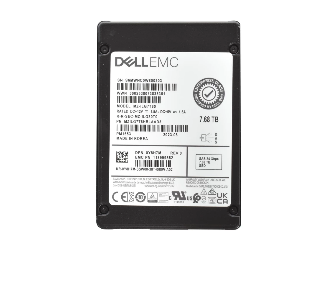 Samsung PM1653 MZILG7T6HBLAAD3 Read Intensive SSD 7.68 TB SAS 24Gb