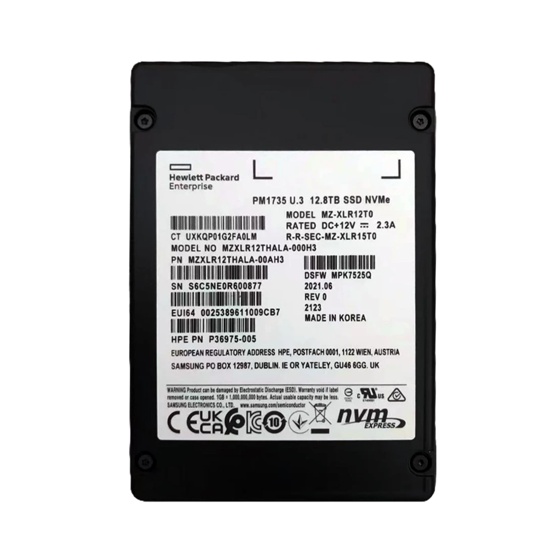 Samsung MZ-XLR12T0 PM1735 SSD 12.8 TB PCIe 4.0 x8 (NVMe) SSD HPE OEM