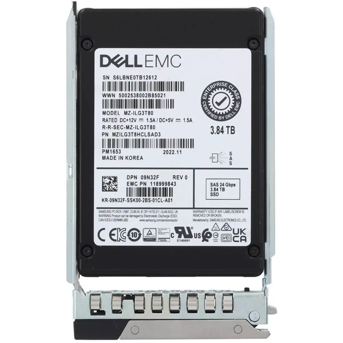 Dell 9N32F 3.84TB SAS-24Gbps ISE Read Intensive 512e 2.5 Inch 1 Dell 9N32F 3.84TB SAS-24Gbps ISE Read Intensive 512e 2.5 Inch 1