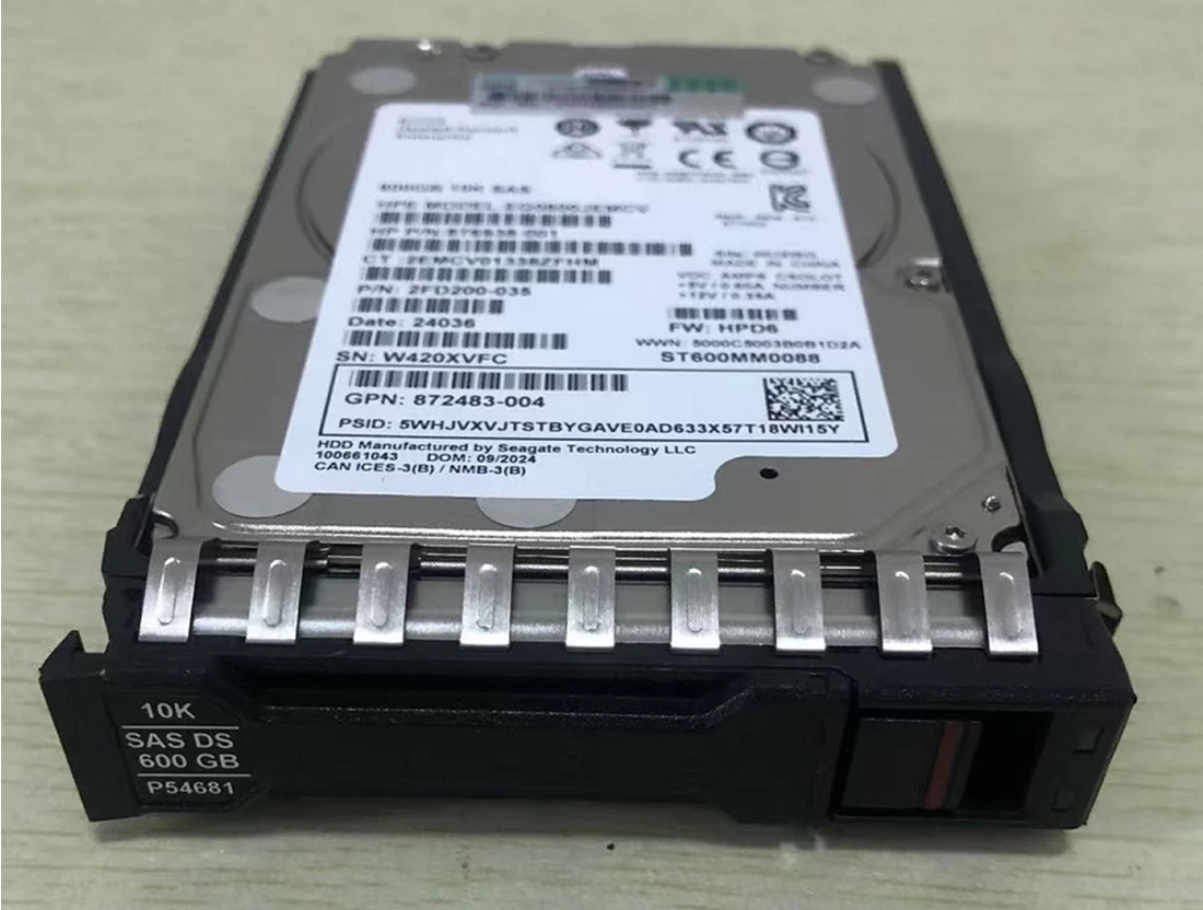 バンピー HPE P54681-001 600Gb 10K SAS 12G Sff 512n Mc Bc Hot Swap Hard