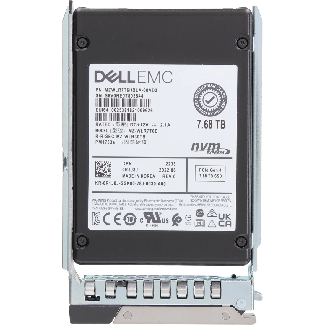 Dell R1J8J 7.68TB PCIe Gen4 NVMe U.2 SSF 2.5Inch Read Intensive SSD