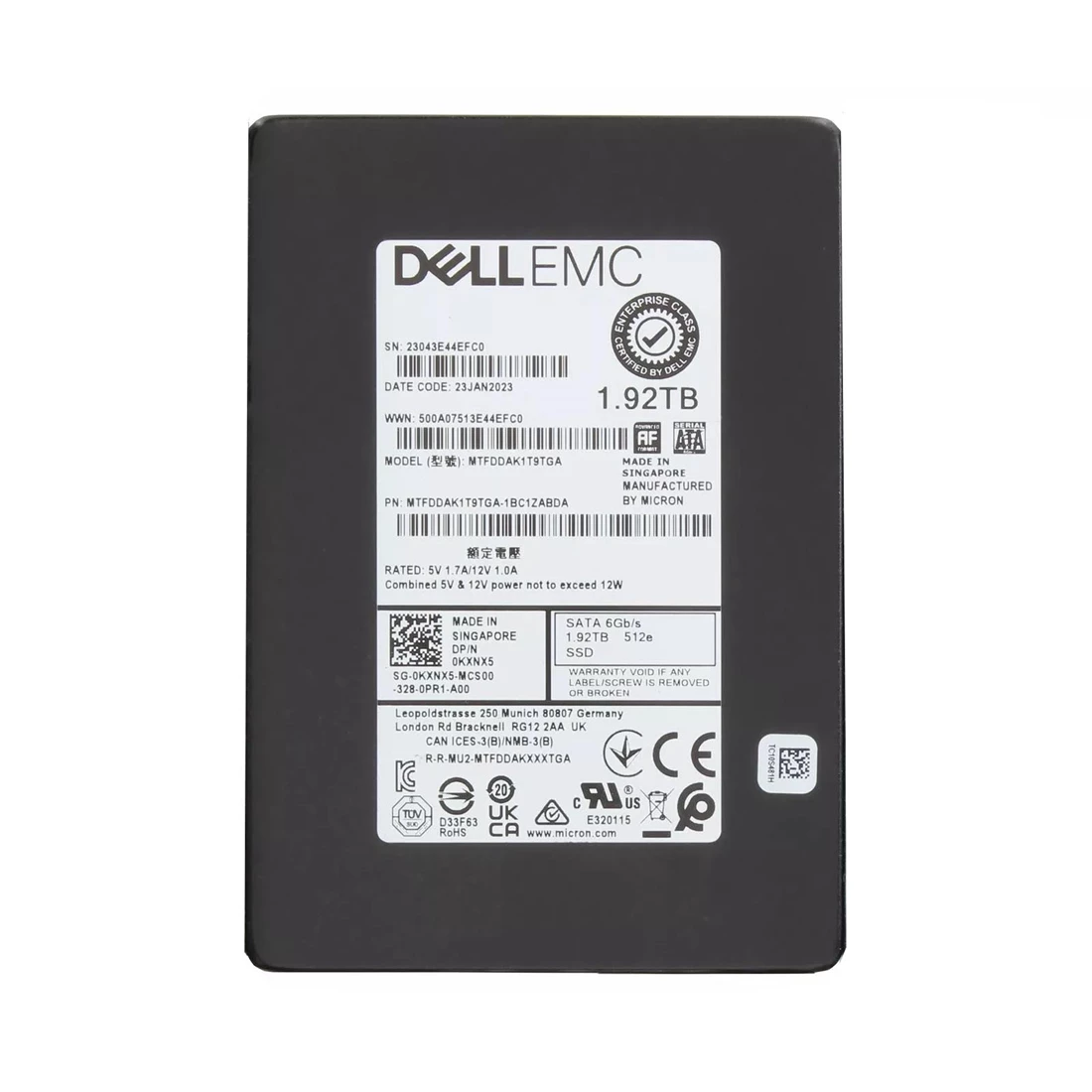 Micron 5400 Pro MTFDDAK1T9TGA-1BC1ZABDA SSD 1.92TB SATA 6Gb/s DELL Micron 5400 Pro MTFDDAK1T9TGA-1BC1ZABDA SSD 1.92TB SATA 6Gb/s DELL