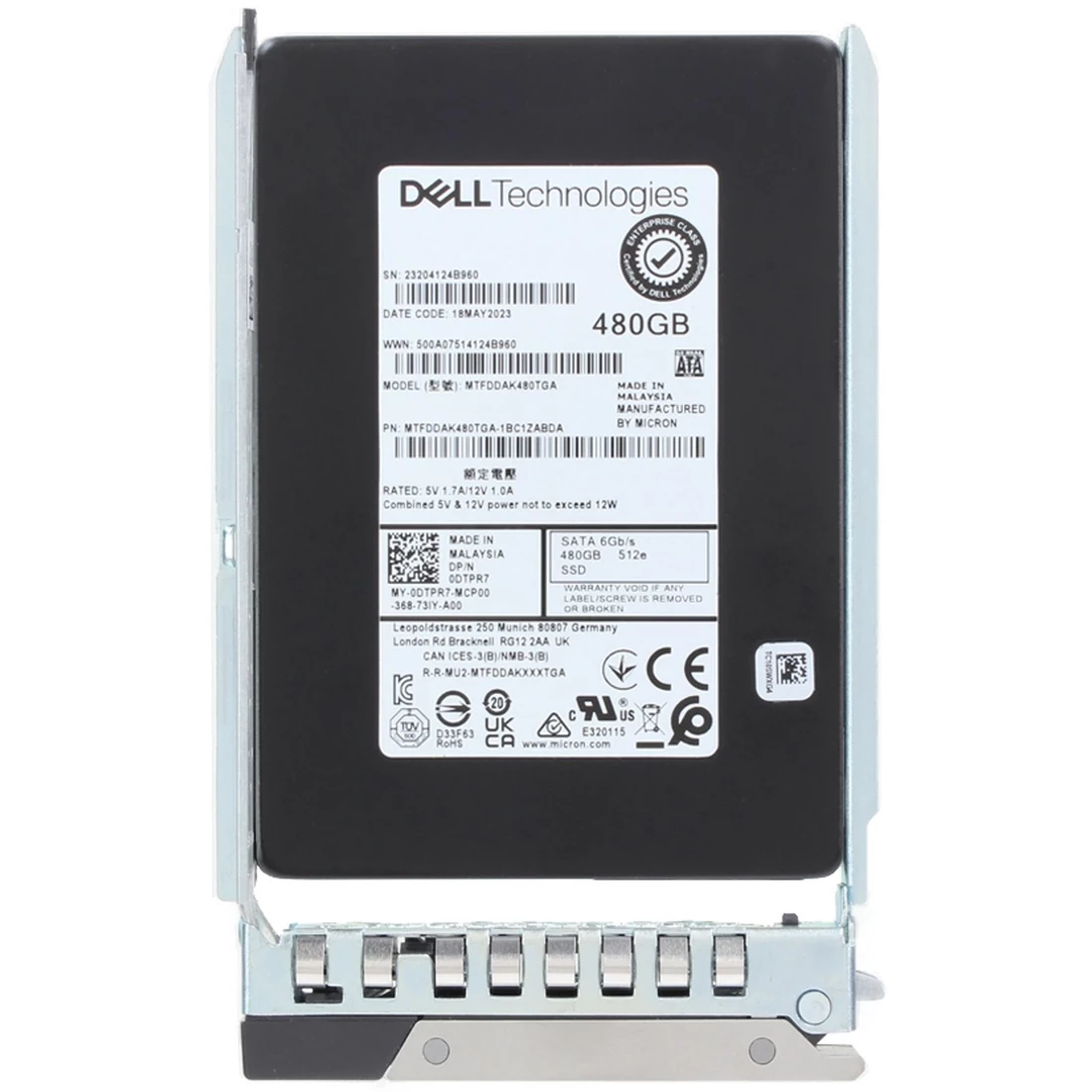 Dell DTPR7 480GB SATA-6Gbps Read Intensive 1 DWPD 2.5 Inch Hot