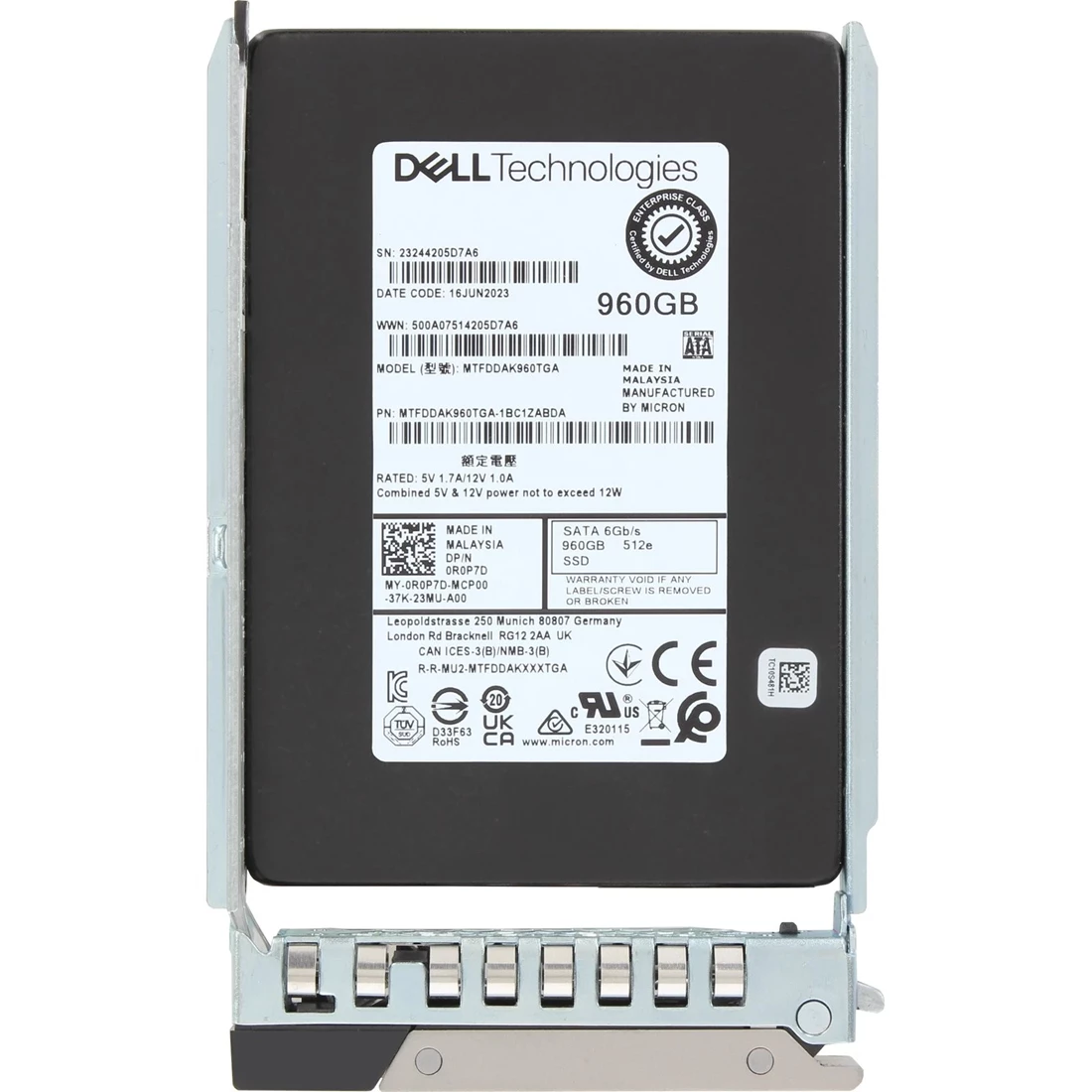 Dell R0P7D 960GB SATA-6Gbps Read Intensive 1DWPD 2.5in Hot-Plug SSD New