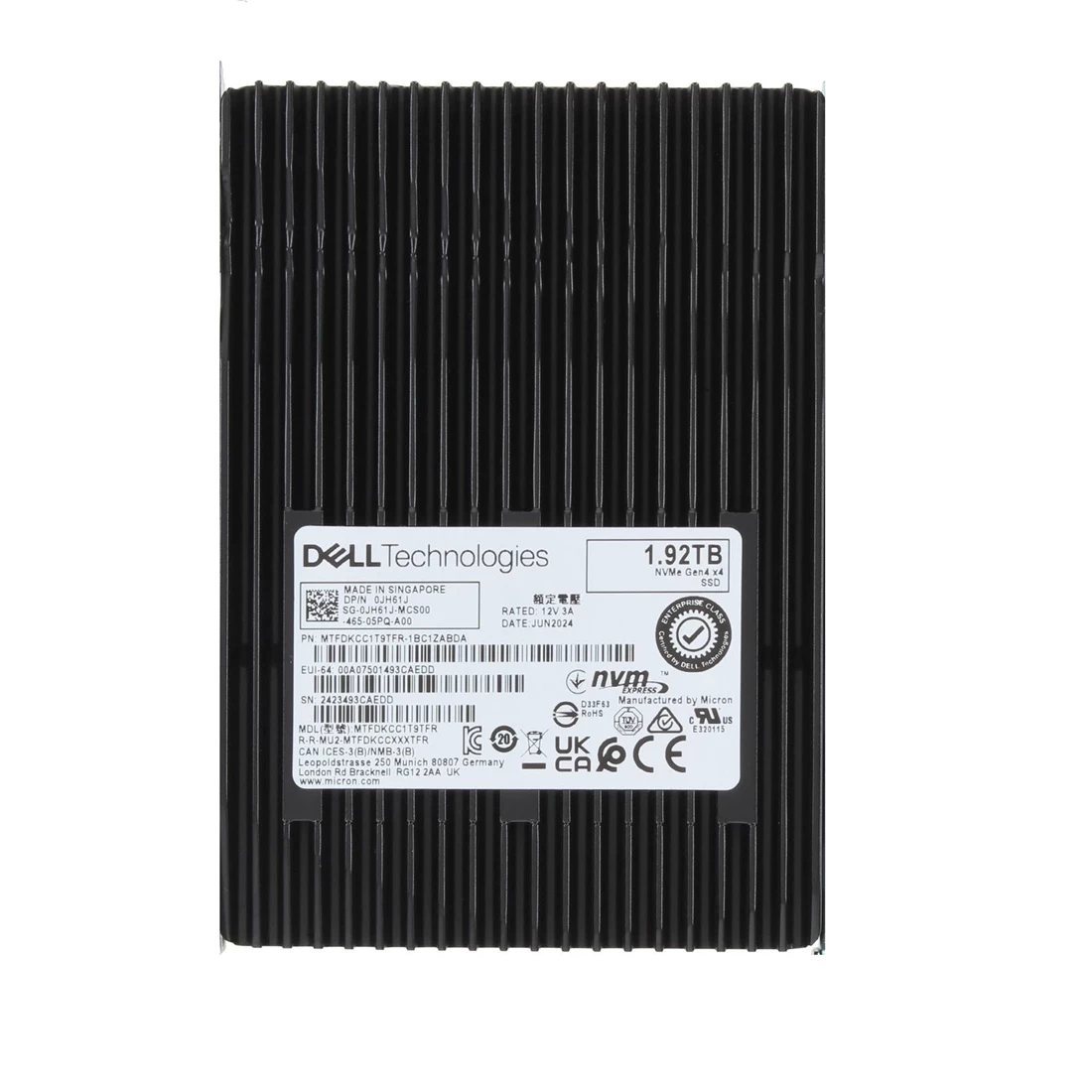 Micron 7400 Pro MTFDKCC1T9TFR-1BC1ZABDA SSD 1.92 TB Pci Express 4.0 x4 (NVMe) DELL OEM Refurbished