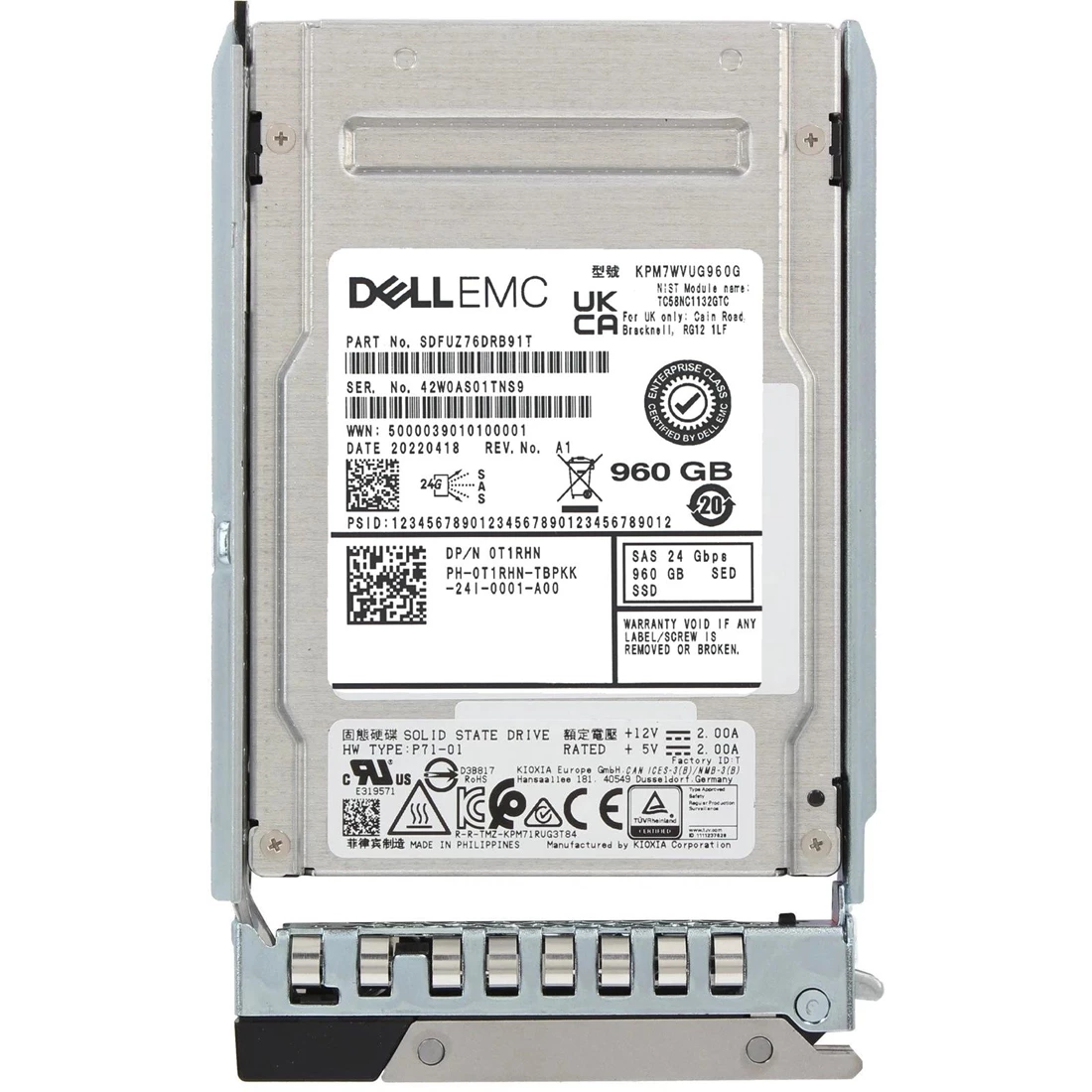Dell T1RHN 960GB SED SAS-24Gbps Read-Intensive 1DWPD 2.5inch SSD