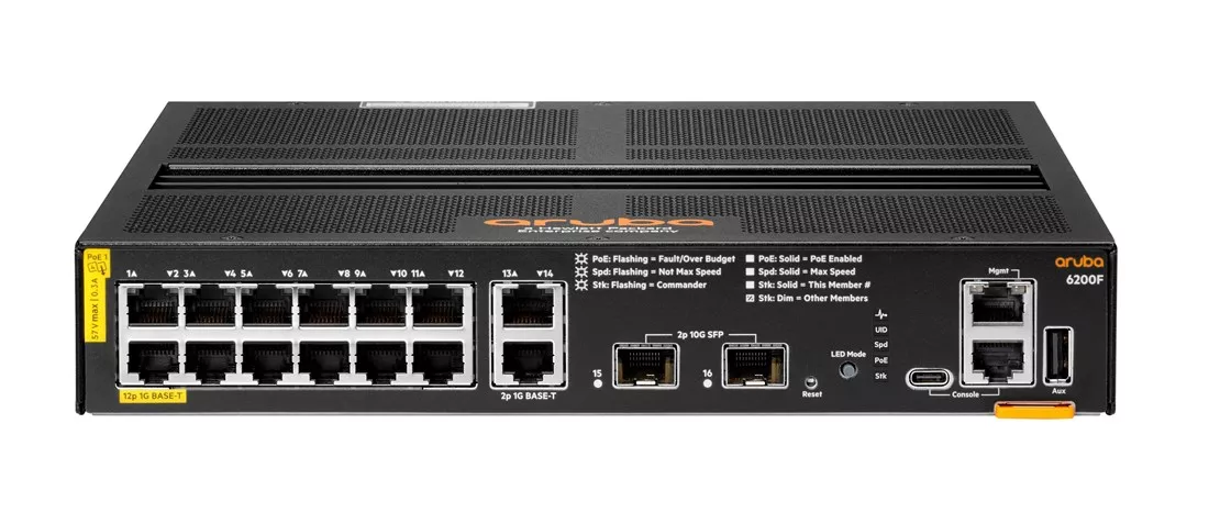 Hpe R8Q72A Aruba 6200F 12G Class4 PoE 2G/2SFP+ 139W Switch
