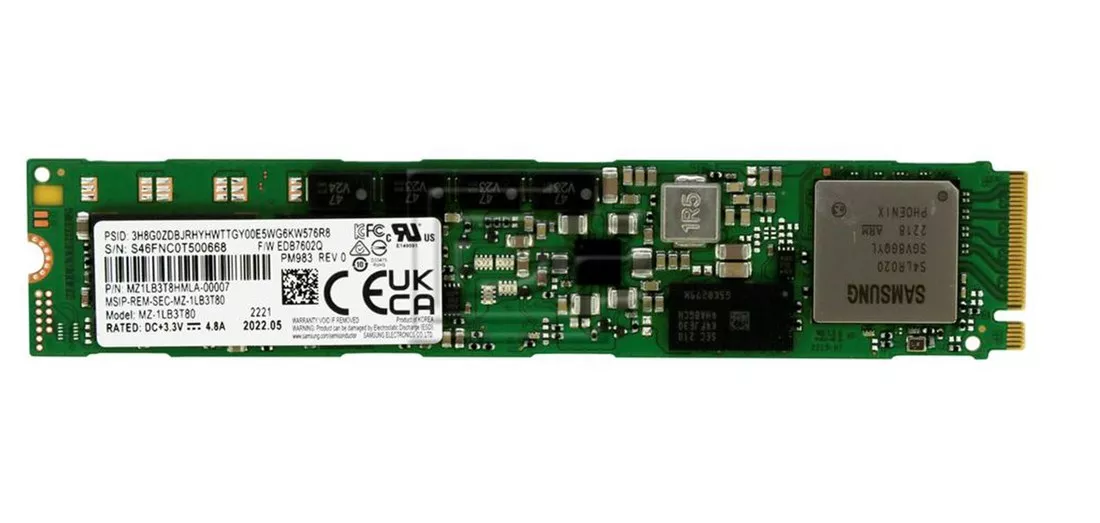Samsung MZ1LB3T8HMLA-00007 3.84TB PM983 M.2 Pci-E 3.0 X4 NVMe Ssd
