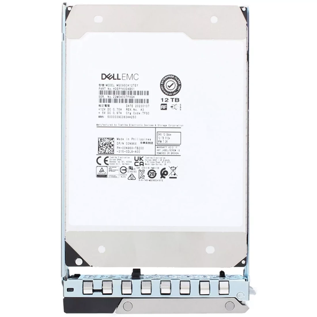 Dell 0N96X 12TB SAS-12Gbps 7.2K 512e 3.5inch Hot Plug Hard Drive with 14G Tray