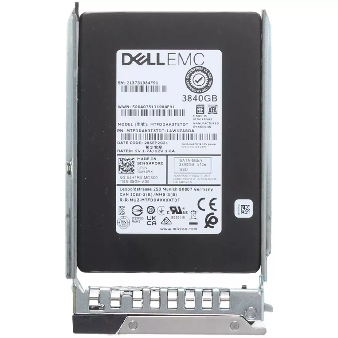 Dell 4H1RX 3.84Tb SATA-6Gbps 2.5Inch Mixed Use 3DWPD Hot Plug SSD