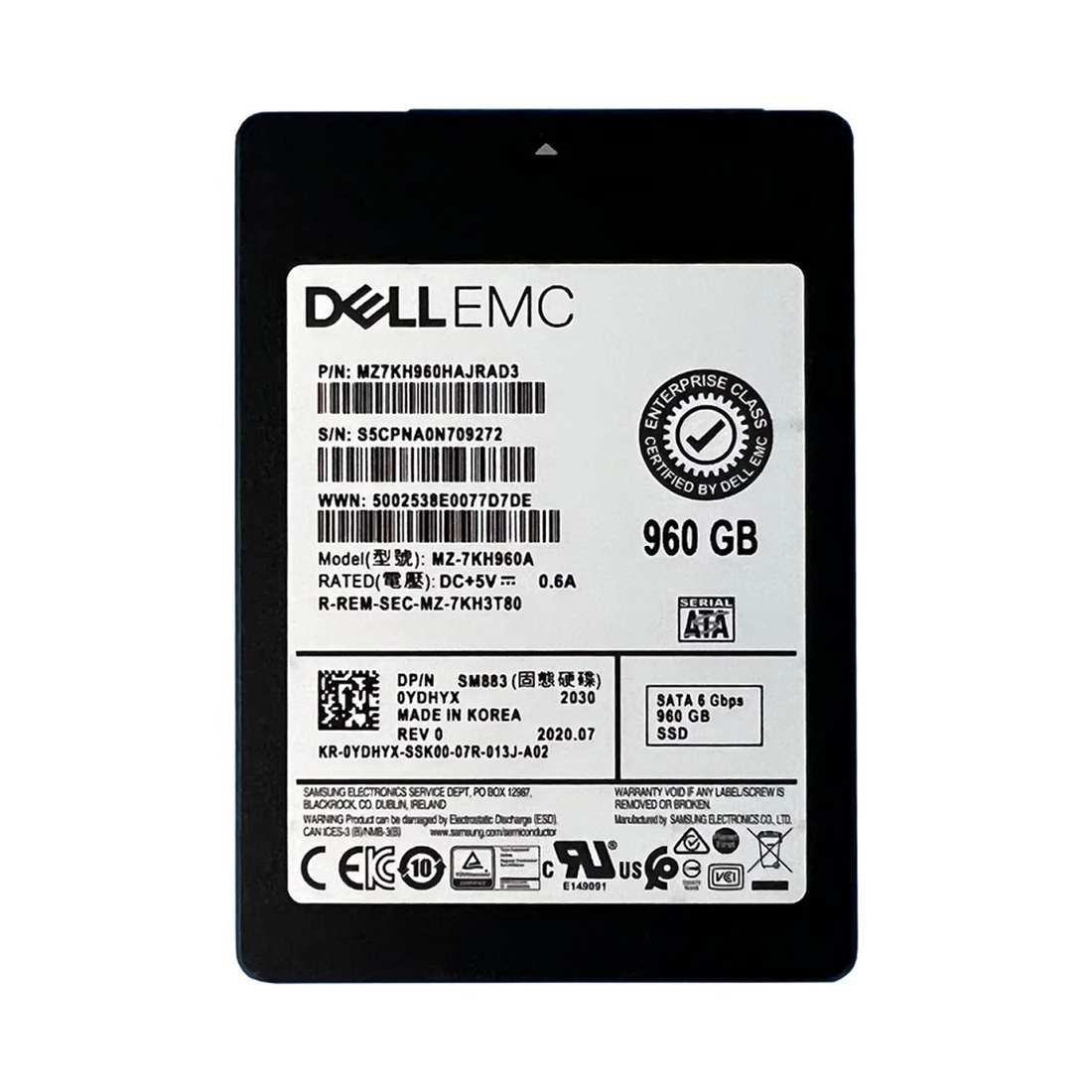 Samsung SM883 MZ7KH960HAJRAD3 SSD 960 GB SATA 6Gb/s DELL OEM Refurbished